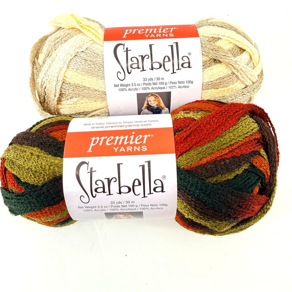 Premier Yarns Starbella 2 Skeins Wheat Fields 15-13 Autumn 15-02 33yd
